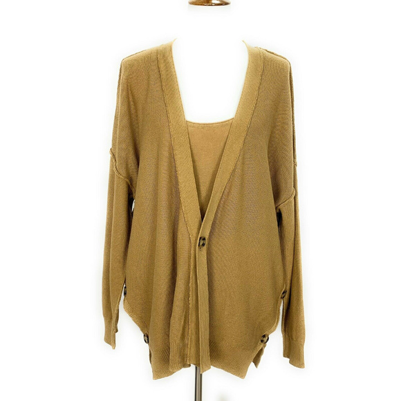 Free People Sweaters - Free People Weekend Breeze Sweater Twin Set L Tan